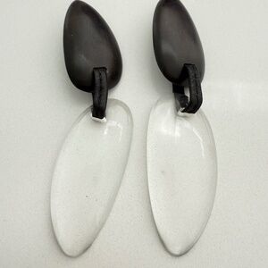Monies Large Ebony and Clear Resin Dangle Drop Earrings Costume Designer